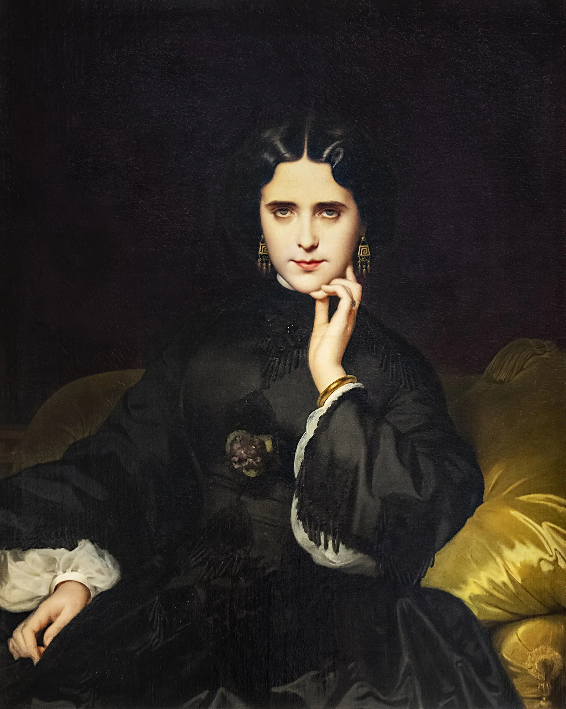 Amaury-Duval: Madame de Loynes, 1862. This lady truly earned her standing: Born out of wedlock into a large and poor family in Reims she climbed the ladder of society thanks to her looks, charme and intelligence. Eventually she became one of the leading salonnières of Paris during the second Empire, courtesane of, amongst others, prince Napoléon (the emperor’s cousin and, after the son, second in line to the throne).