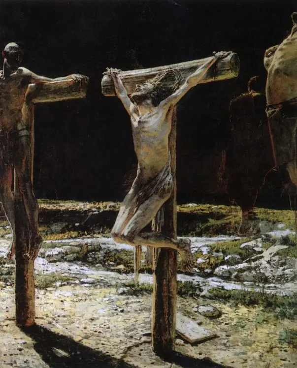 Nikolaï Gay: Calvary, 1892. Even the most sickeningly repeated topics can occasionally be done in an original manner!