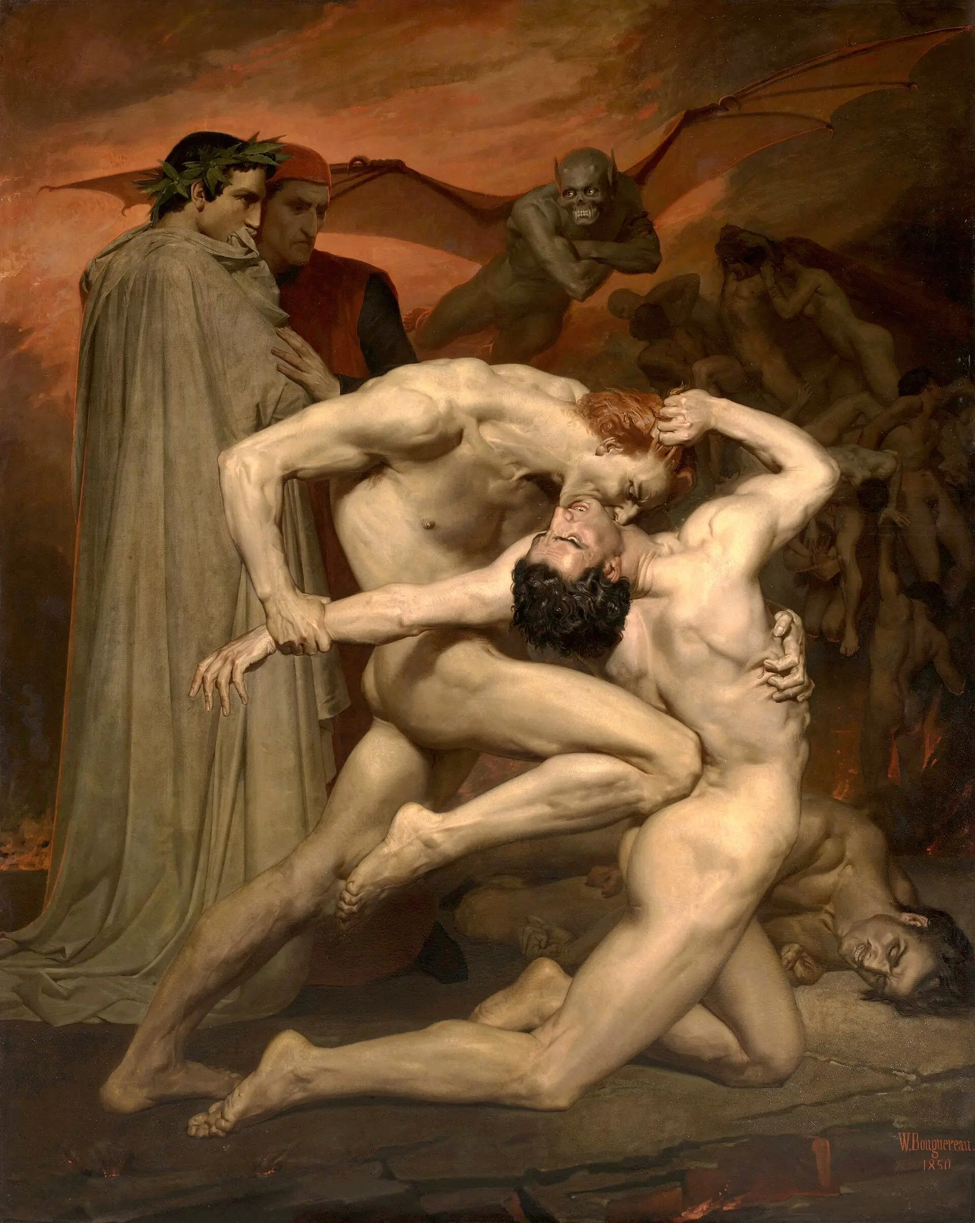 William Bouguereau: Dante and Virgil, 1850. A blatantly exaggerated arrangement that made me realise similar couplings are fairly recurring in Dalí’s work, for example, the Premonition of Civil War with Baked Beans.