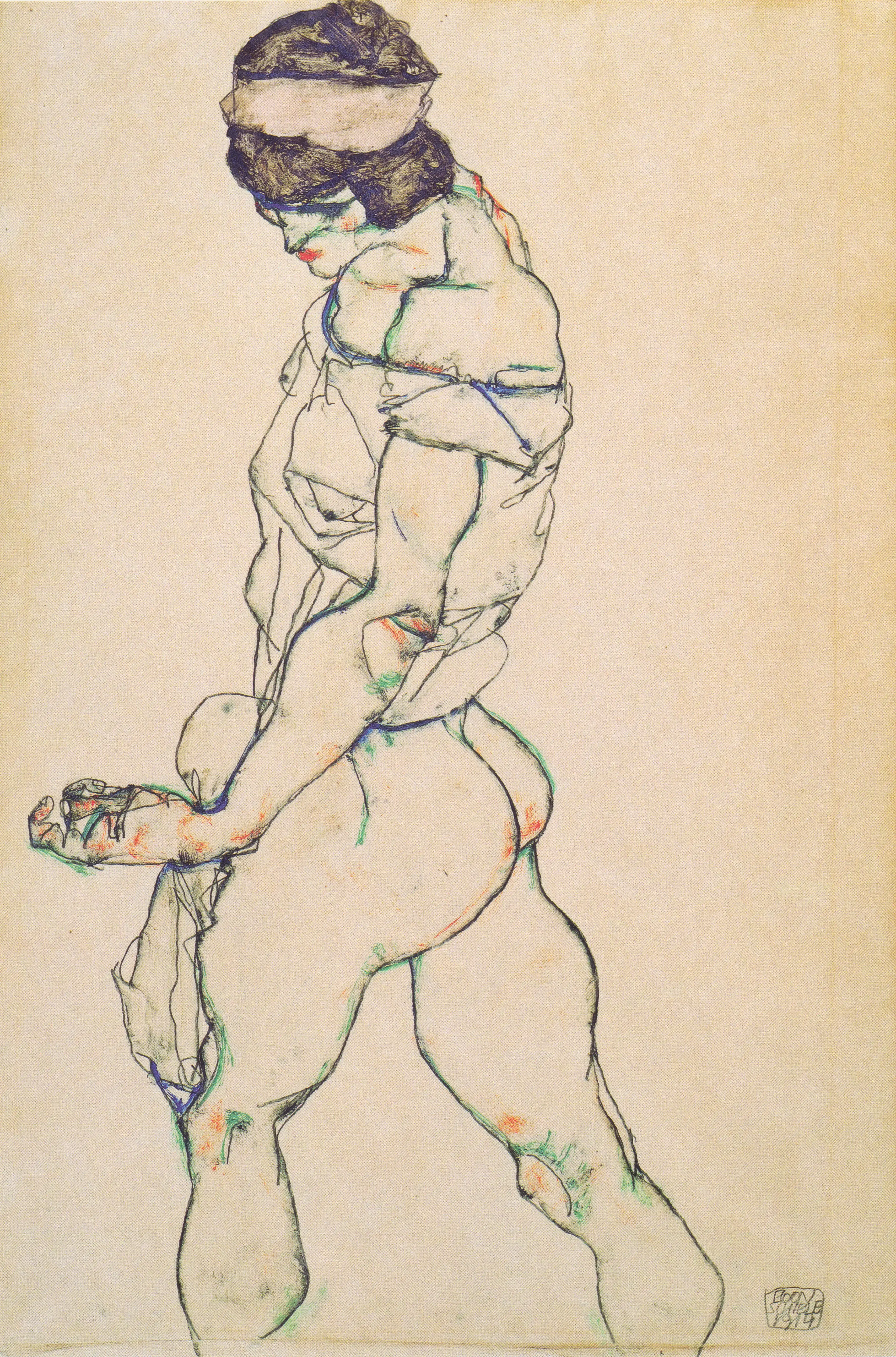 Egon Schiele – Striding female nude