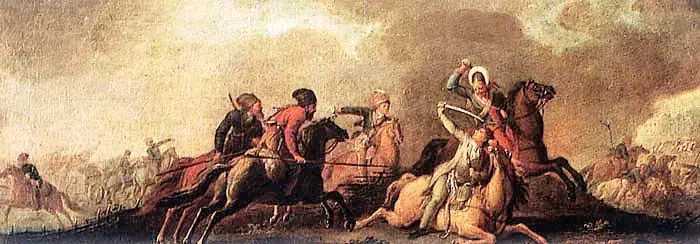 Tadeusz Kościuszko falling wounded in the battle of Maciejowice, by Jan Bogumił Plersz
