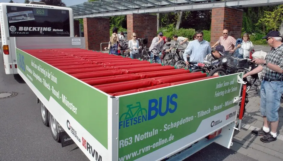 The FietsenBus, a regional bus towing a trailer for bicycles
